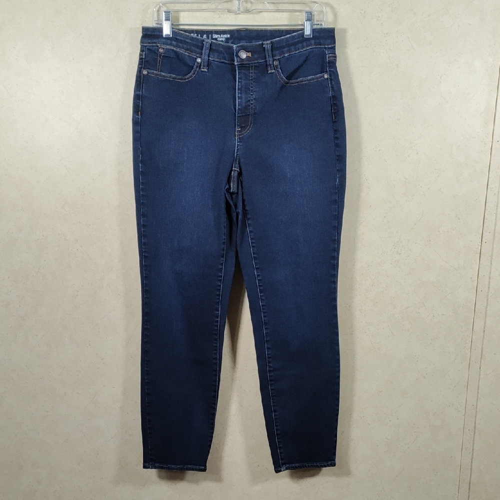 H131 Talbots Flawless dark wash Slim Ankle Curvy jeans 6
